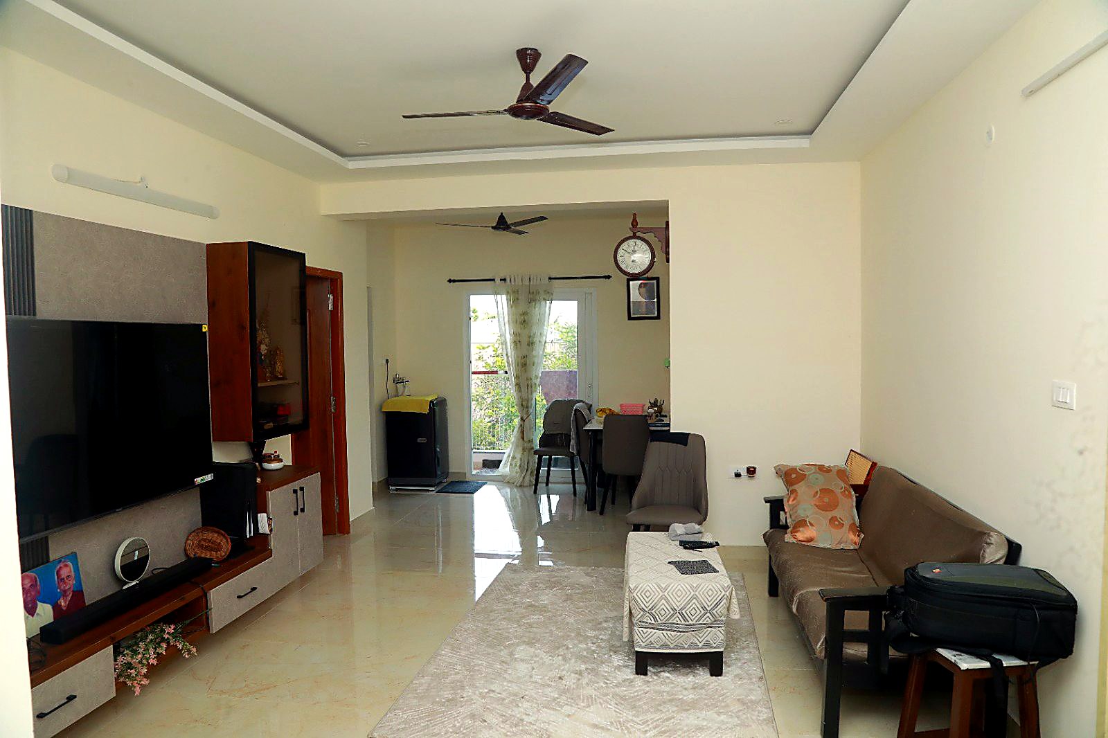 Living and dining with garden view